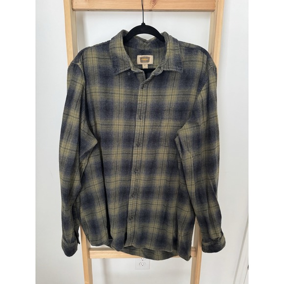 Freedom Foundry Other - Foundry Flannel Button Down Shirt Mens XLT‎ Plaid Long Sleeve Plaid Olive (B2)
